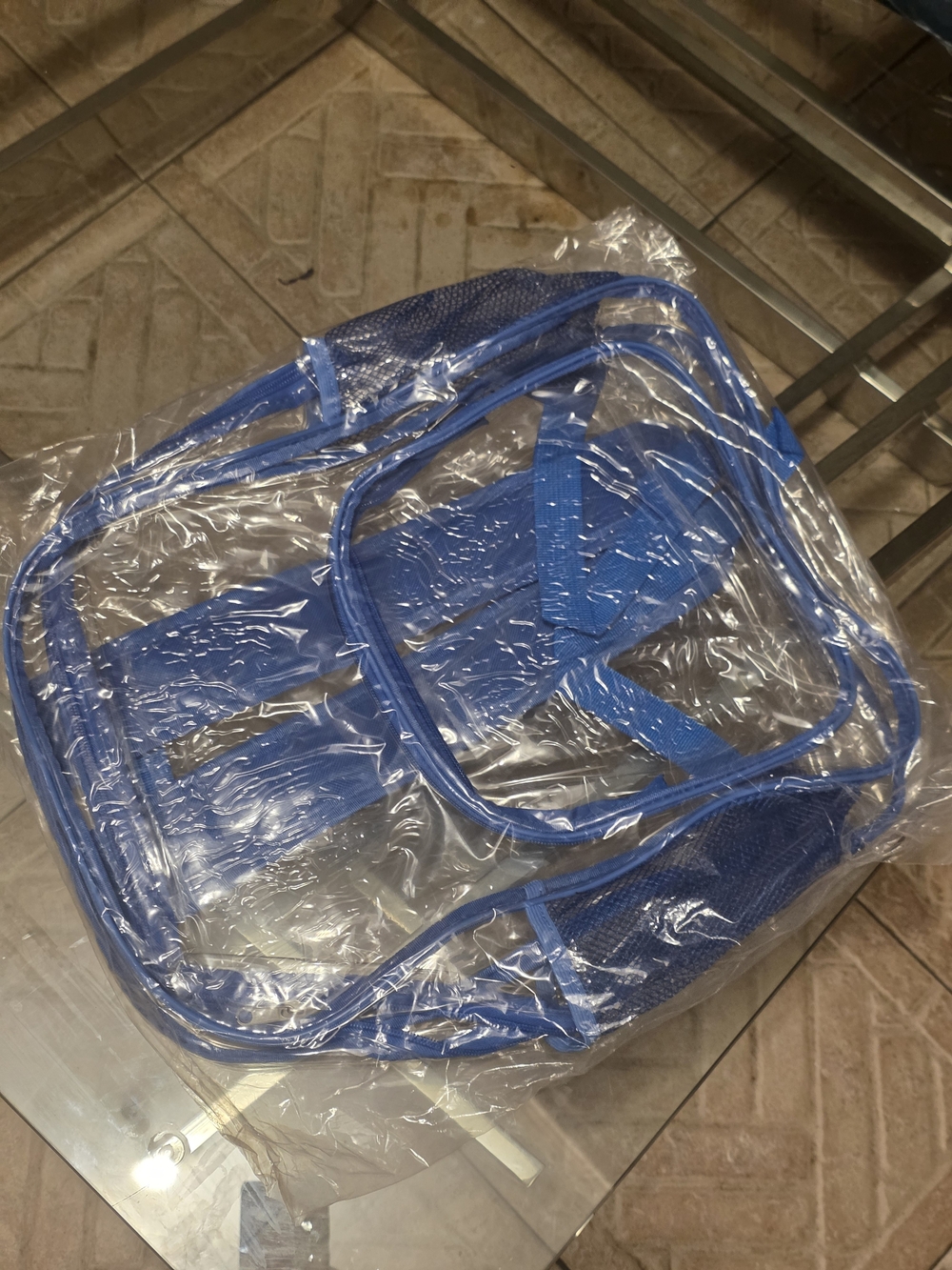 Clear Blue-Trim Women’s Transparent Tote Bag Unisex